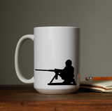 50 Cal Machine Gun military army men toy soldier vinyl decal sticker on   a coffee cup.