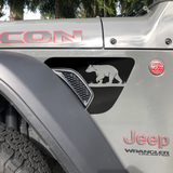 Grizzly, Kodiak, Black Bear Fender Vent Decals, Both Sides Included, Fits Jeep Wrangler JL & Gladiator JT