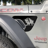 Buffalo, Bison Fender Vent Decals, Both Sides Included, Fits Jeep Wrangler JL & Gladiator JT