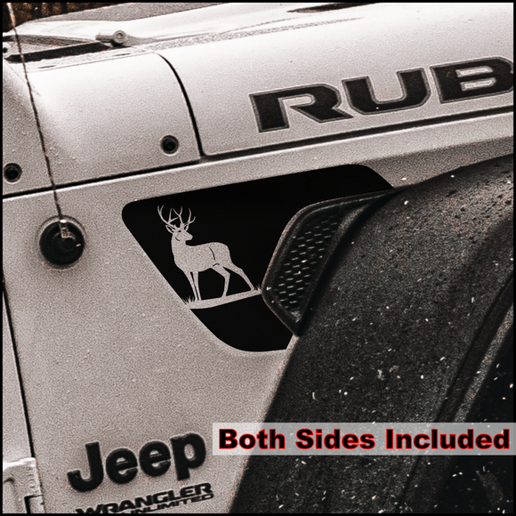 Deer, Mule Deer, Whitetail, Buck Fender Vent Decals, Both Sides Included, Fits Jeep Wrangler JL & Gladiator JT