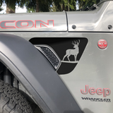 Deer, Mule Deer, Whitetail, Buck Fender Vent Decals, Both Sides Included, Fits Jeep Wrangler JL & Gladiator JT