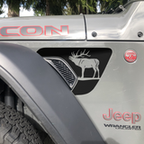 Elk, Bull Elk Fender Vent Decals, Both Sides Included, Fits Jeep Wrangler JL & Gladiator JT