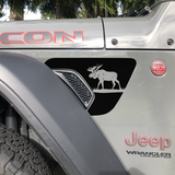 Moose, Bull Moose Fender Vent Decals, Both Sides Included, Fits Jeep Wrangler JL & Gladiator JT