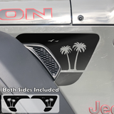 Palm Trees & Beach Fender Vent Decals, Both Sides Included, Fits Jeep Wrangler JL & Gladiator JT