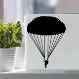 Paratrooper with parachute with pack military army man toy soldier waterproof vinyl decal sticker on a laptop tablet computer.