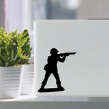 Rifleman shooting military army man toy soldier waterproof vinyl decal sticker on a laptop tablet computer.