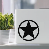 Allied military invasion star waterproof vinyl decal sticker on a laptop tablet computer.