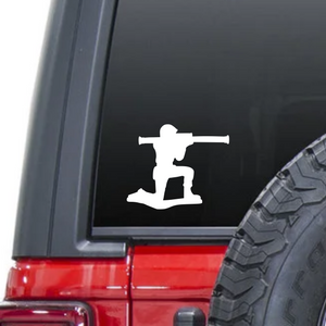 Bazooka Rocket Launcher Military Army Man Toy Soldier Waterproof Vinyl Decal Sticker on a car window.