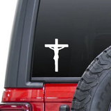 Cross Crucifix Waterproof Sticker Decal Sticker on a car window.