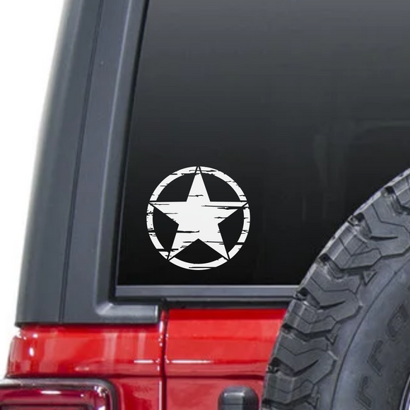 Distressed Allied Military Invasion Star Waterproof Sticker