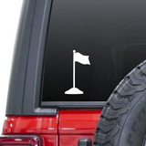 Flag pole military army man toy soldier waterproof vinyl decal sticker on a car window.