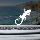 Gecko lizard reptile Easter Egg Windshield Decal Sticker on a car window in white.