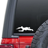 Low crawl military army man toy soldier waterproof vinyl decal sticker on a car window.