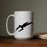 Low crawl military army man toy soldier waterproof vinyl decal sticker on a coffee cup.