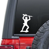 Overhead bayonet rifle military army man toy soldier waterproof vinyl decal sticker on a car window.