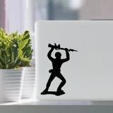 Overhead bayonet rifle military army man toy soldier waterproof vinyl decal sticker on a laptop tablet computer.