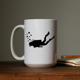 Scuba diver snorkel in ocean underwater waterproof vinyl decal sticker on a coffee cup.