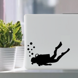 Scuba diver snorkel in ocean underwater waterproof vinyl decal sticker on a laptop tablet computer.