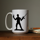 Team leader military army man toy soldier waterproof vinyl decal sticker on a coffee cup.