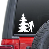 Sasquatch, Big Foot, Yeti with Trees Waterproof Sticker.