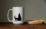 Deer with Trees Waterproof Sticker, Vinyl Decals, Cars, Car Bumpers, Car Windows, Phones, iPhones, Laptops, Tablets, iPads, Water Bottles, Travel, Mugs, Coffee Cups, Yeti Tumblers, Coolers, Lunch Boxes, Helmets, Wine Glasses, Pint Glasses, Glassware.