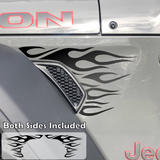 Flames, Fire Fender Vent Decals, Both Sides Included, Fits Jeep Wrangler JL & Gladiator JT