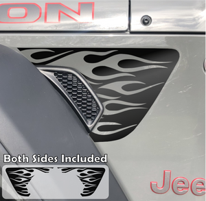 Flames Fender Vent Decal Pair - cut to fit inside Jeep Wrangler JL or Gladiator JT fender vent.