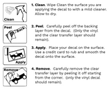 Instructions for installing small permanent waterproof high quality vinyl decals.