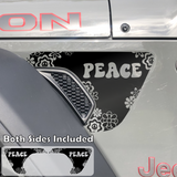 Peace Hippie Flower Fender Vent Decal Pair Cut To Fit inside Jeep Wrangler JL or Gladiator JT Fender Vent