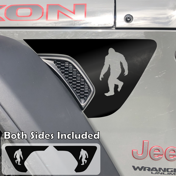 Sasquatch, Bigfoot Fender Vent Decal Pair Cut To Fit inside Jeep Wrangler JL or Gladiator JT Fender Vent